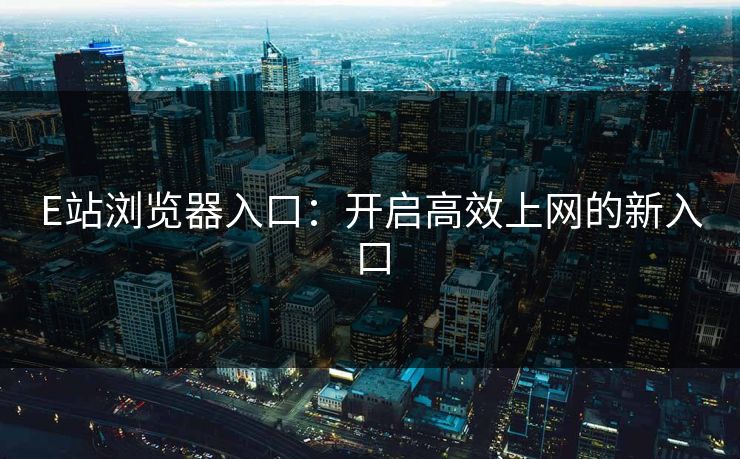 E站浏览器入口：开启高效上网的新入口
