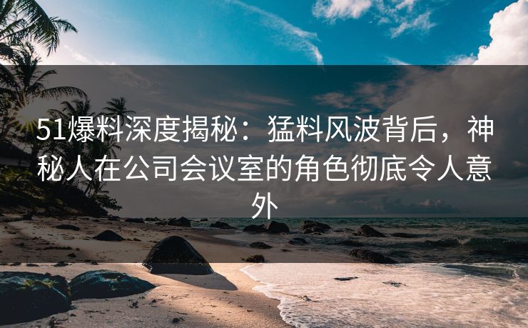 51爆料深度揭秘：猛料风波背后，神秘人在公司会议室的角色彻底令人意外