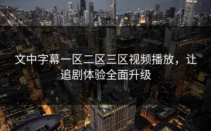 文中字幕一区二区三区视频播放，让追剧体验全面升级